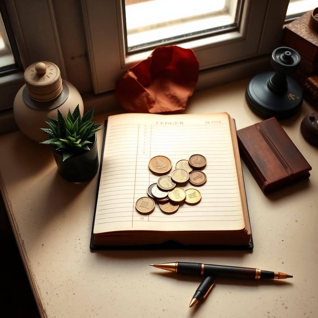 Earthy ledger and plant